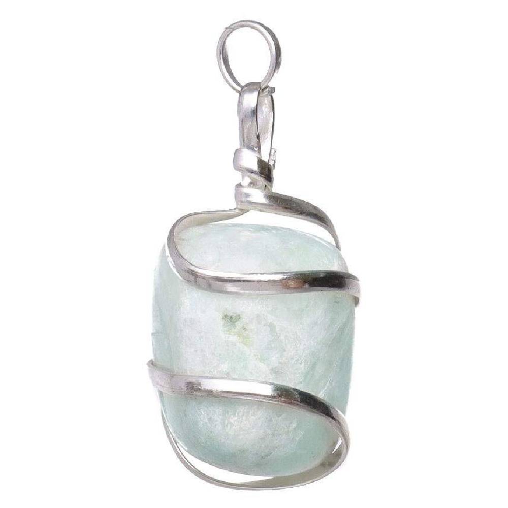 Kulons Amazonīts Ķīna / Amazonite Pendant with Silver Plated Spiral