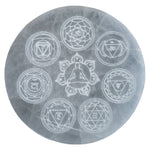 Ielādēt attēlu galerijas skatītājā, Akmens Selenīts / Selenite Circle Base 7 Chakra Ø10cm
