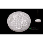 Ielādēt attēlu galerijas skatītājā, Akmens Selenīts / Selenite Circle Base 7 Chakra Ø10cm
