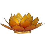 Загрузить изображение в средство просмотра галереи, Svečturis Lotus light orange-yellow gold trim
