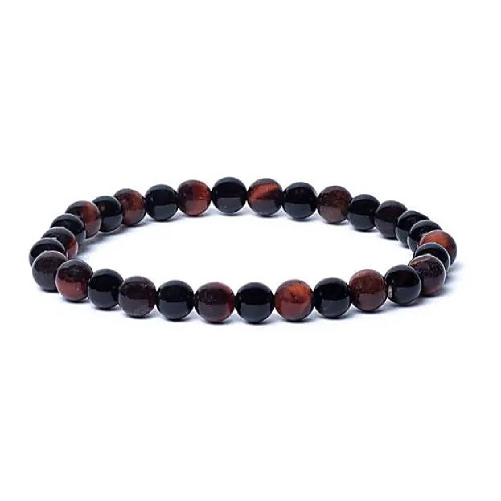 Rokassprādze MIX Onikss un Sarkanā Tīģeracs vai Buļļa Acs Dienvidāfrika / Onyx & Red Tiger Eye 6mm
