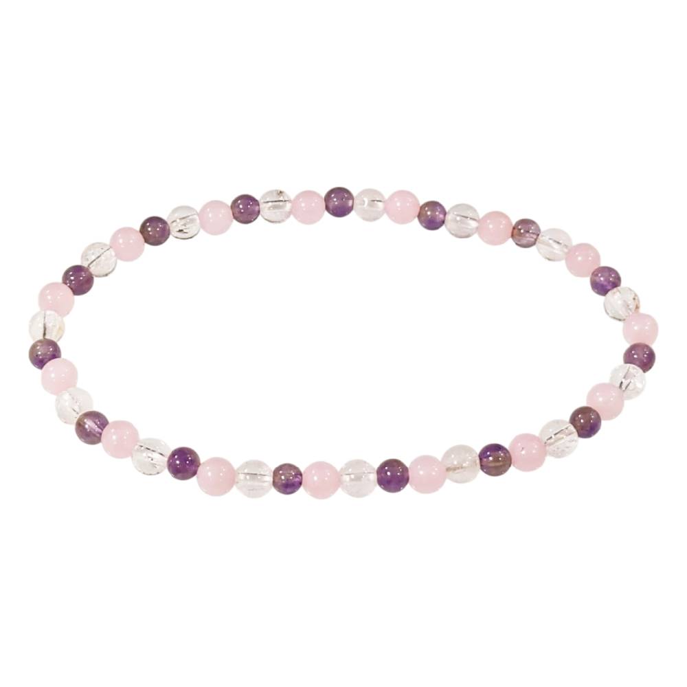 Rokassprādze MIX Kalnu Kristāls, Rozā Kvarcs, Ametists Brazīlija / Rock Crystal, Amethyst & Rose Quartz A 4mm