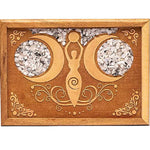 Load image into Gallery viewer, Lādīte Moon Goddess Tarot Box Mango Koks un Mēnessakmens 18x13cm
