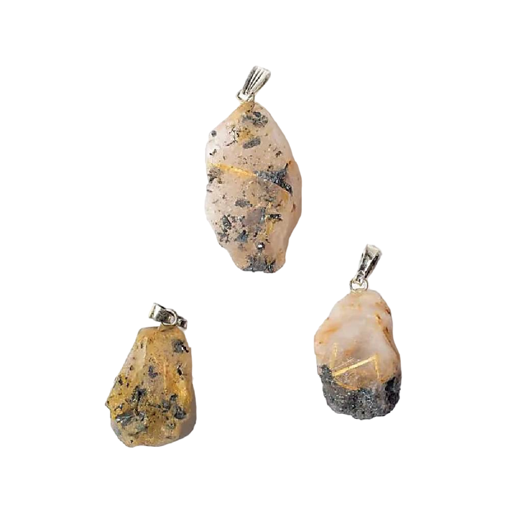 Rutilated quartz crystal rough gemstone pendant 1.5cm - 3cm
