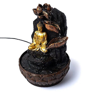 Meditating buddha with lotus water fountain 19.5x19.5x27cm