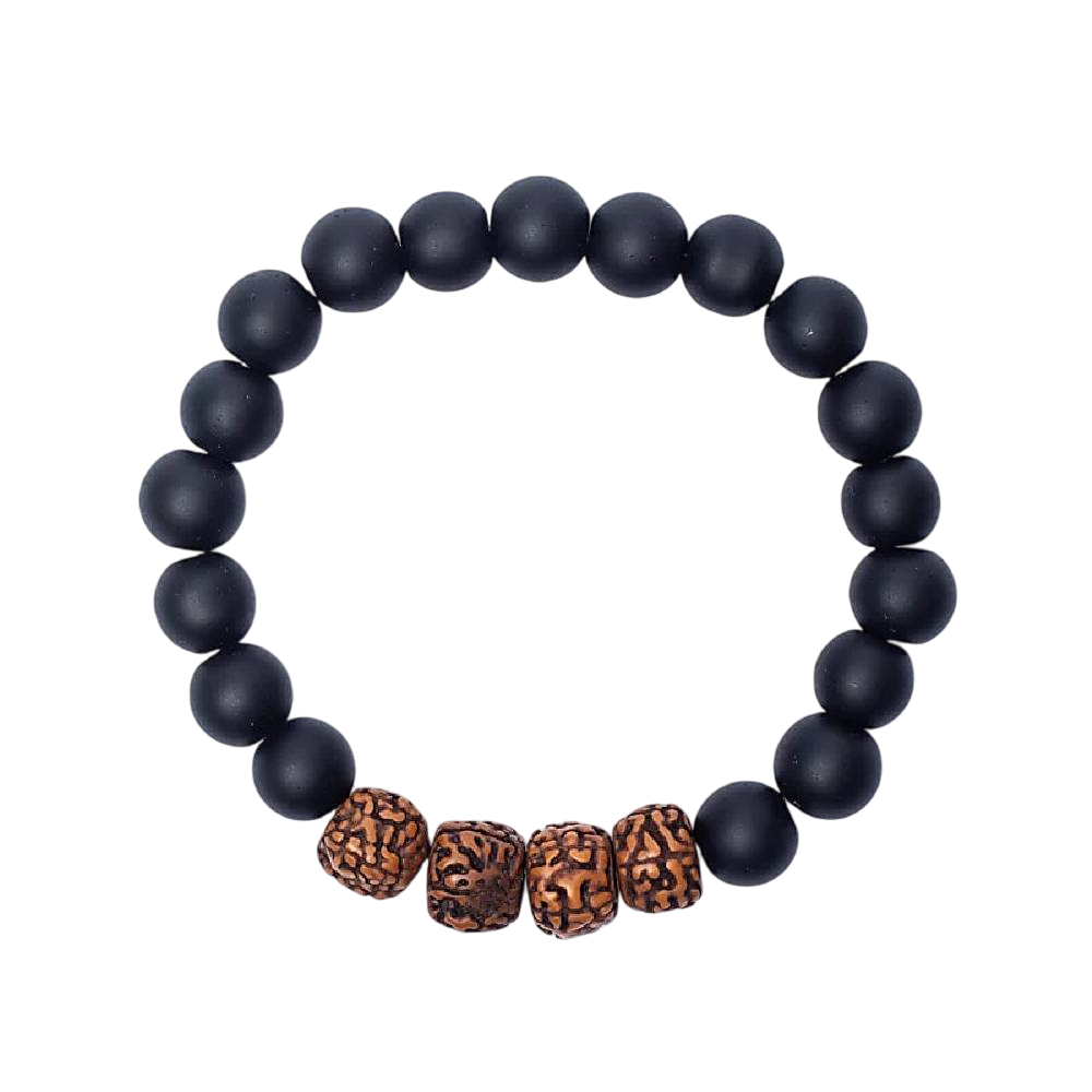 Mala / Rokassprādze Rudraksha un Onikss / Rudraksha and Black Onyx 10mm
