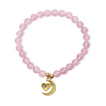 Load image into Gallery viewer, Rokassprādze Zemeņu Kvarcs Madagaskara / Strawberry Quartz with Heart and Moon 6mm
