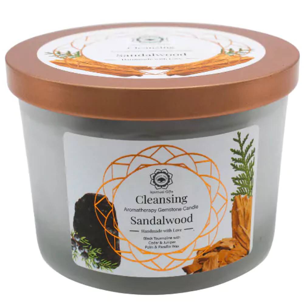 Svece ar dabīgiem akmeņiem Cleansing Aromatherapy Gemstone Candle Sandalwood 70g