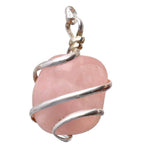 Загрузить изображение в средство просмотра галереи, Kulons Rozā Kvarcs / Rose Quartz Pendant with Spiral in Silver Plating
