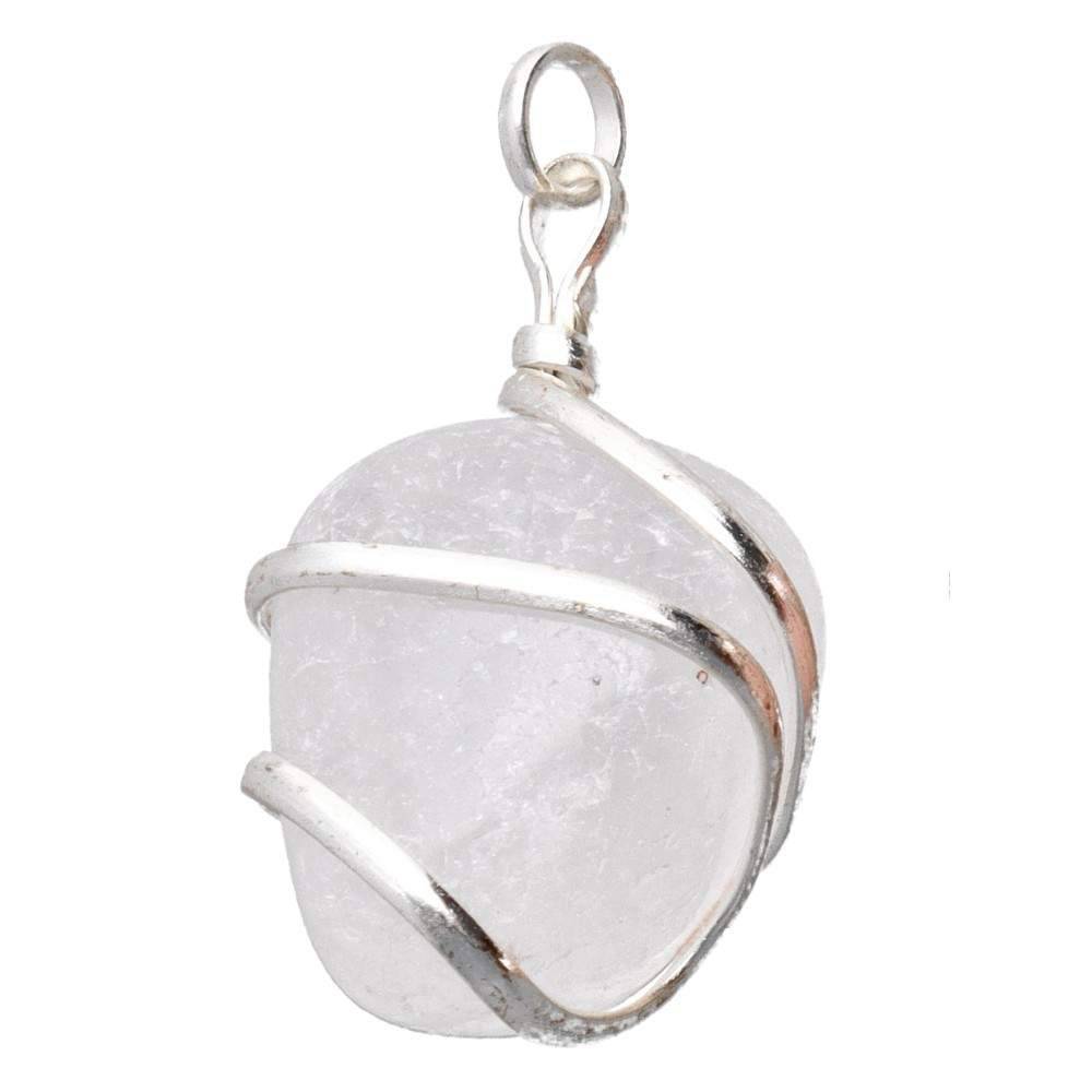 Kulons Kalnu Kristāls / Clear Quartz Pendant with Spiral in Silver Plating