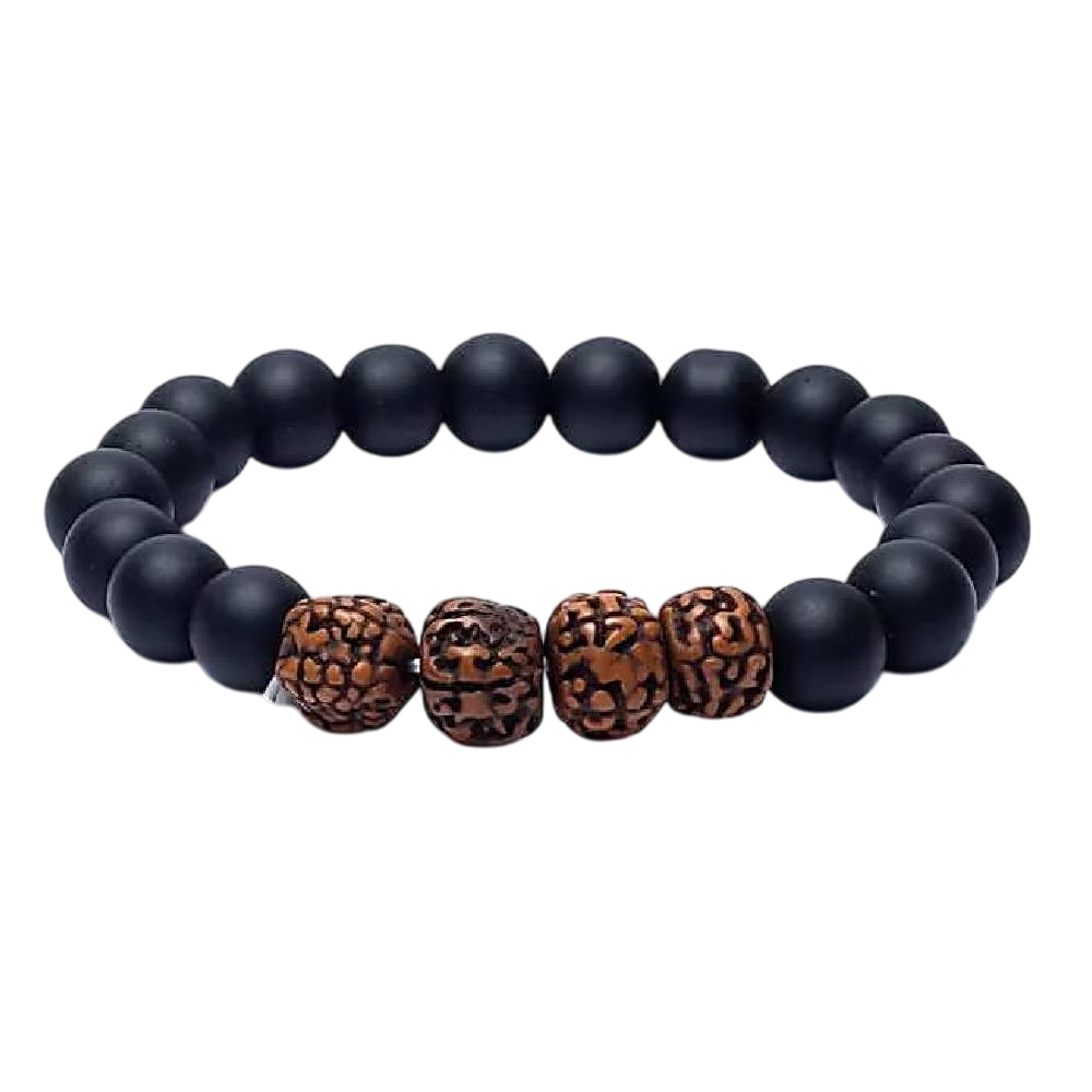 Mala / Rokassprādze Rudraksha un Onikss / Rudraksha and Black Onyx 10mm