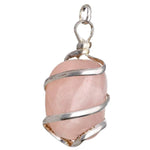 Загрузить изображение в средство просмотра галереи, Kulons Rozā Kvarcs / Rose Quartz Pendant with Spiral in Silver Plating
