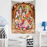 Загрузить изображение в средство просмотра галереи, Gobelēns Holy Family - Shiva Parvati Ganesha Kartika 130 x 150cm
