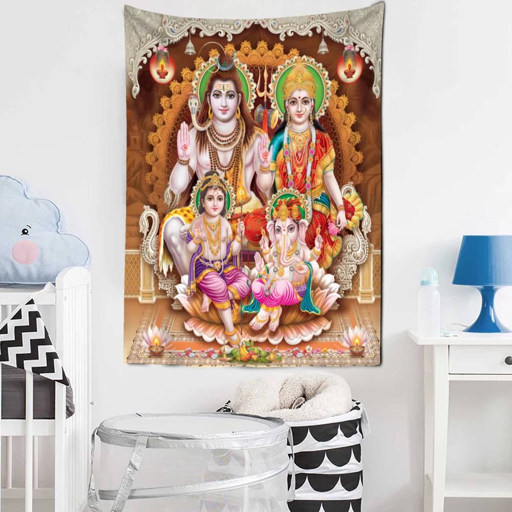 Gobelēns Holy Family - Shiva Parvati Ganesha Kartika 70 x 95cm