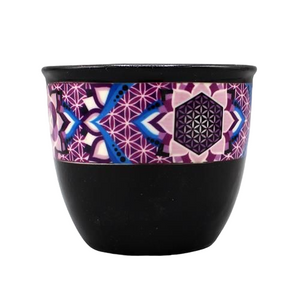 Ceramic Pot for Smudge Flower of Life Black - Palo Santo & Sage