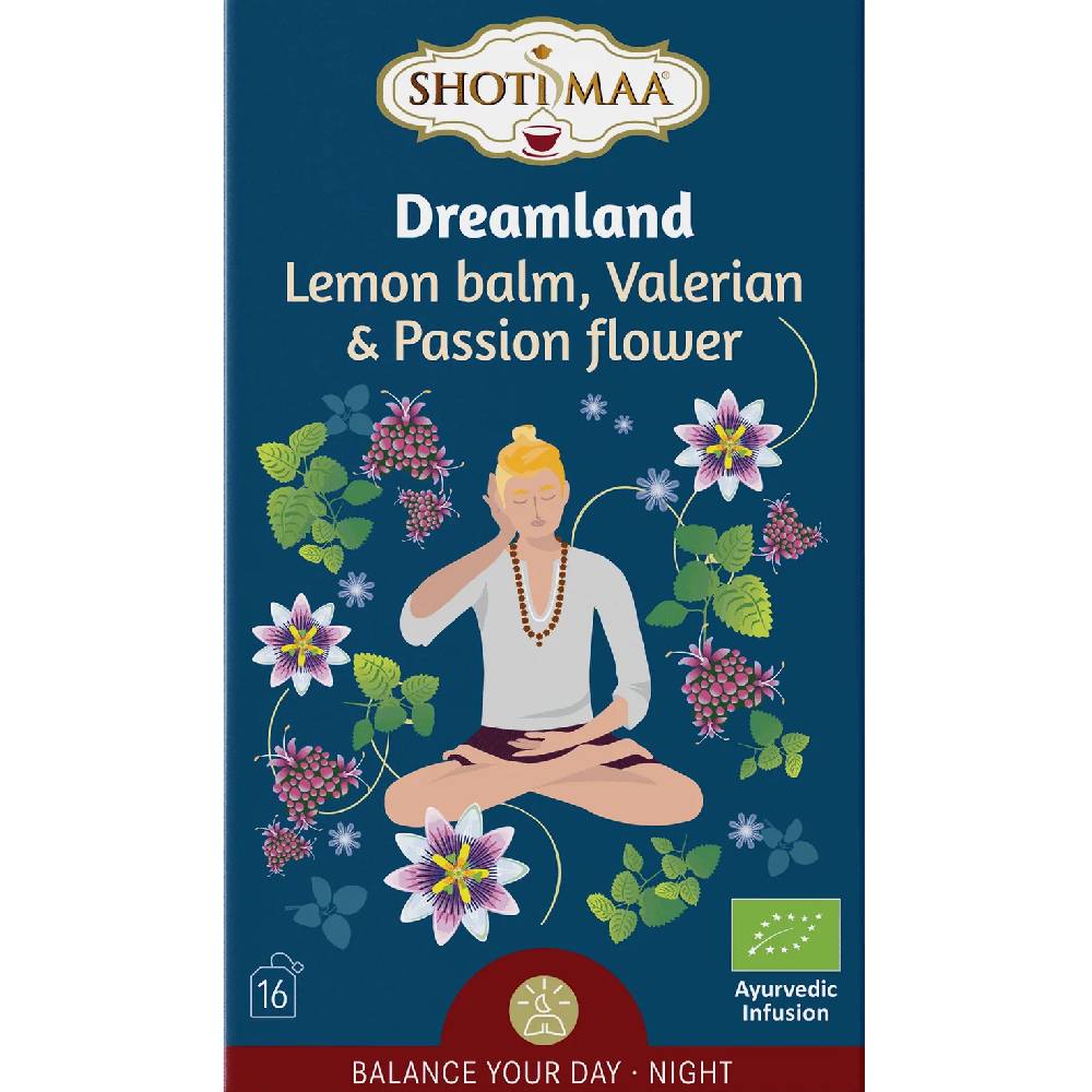 Shoti Maa BIO Tēja – Sapņu Zeme / Dreamland - Organiskais Citronu Balzams, Baldriāns  un Pasifloras Zieds