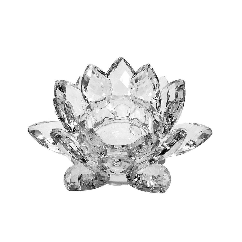 Lotus candle holder crystal S 3x8cm