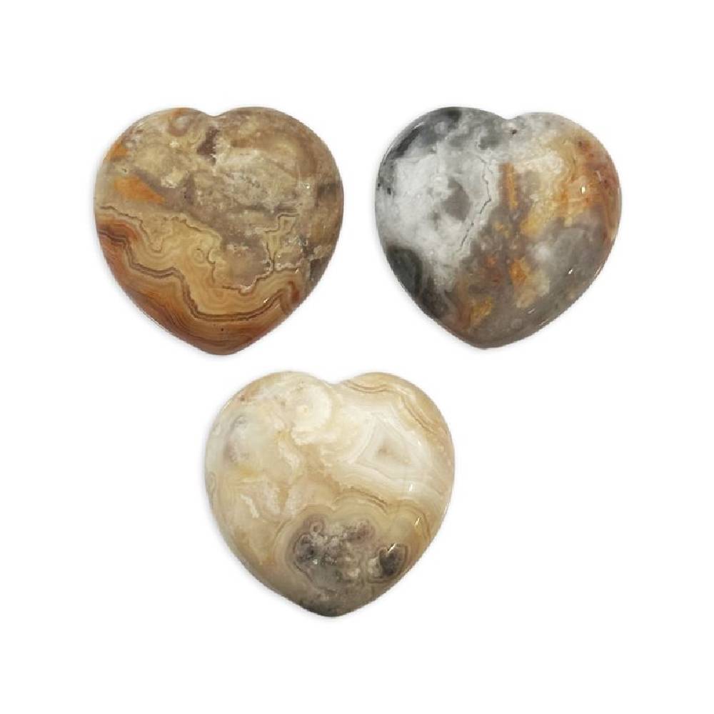 Akmens Ahāts / Mežģīņu Ahāts Meksika / Crazy Lace Agate Heart 30-35mm