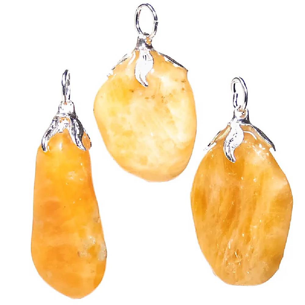 Gemstone pendant orange calcite 1.5cm - 3cm