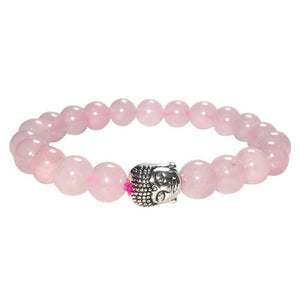 Stone Bracelet Pink Quartz & Buddha 6mm