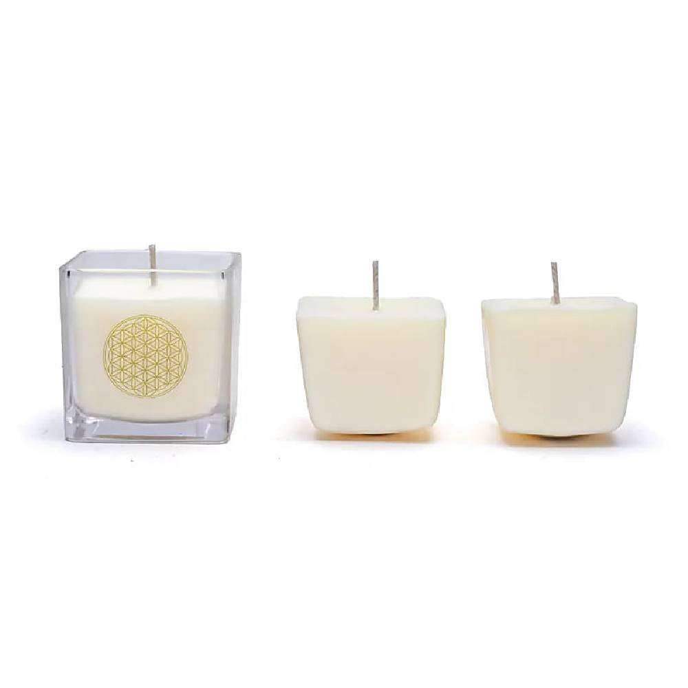 Rapeseed wax scented candle flower of life refill set