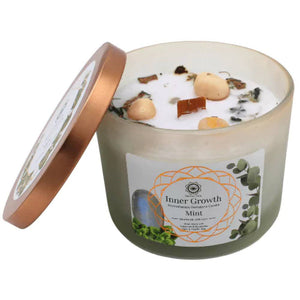 Svece ar dabīgiem akmeņiem Inner Growth Aromatherapy Gemstone Candle Mint 265g