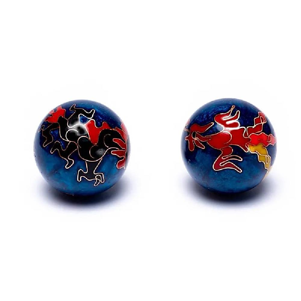 Ķīniešu Veselības Bumbiņas Dragon & Phoenix Dark Blue Ø3.5cm