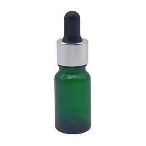 Zaļa stikla pudele Green Glass Bottle Silver & Black 10ml-100ml