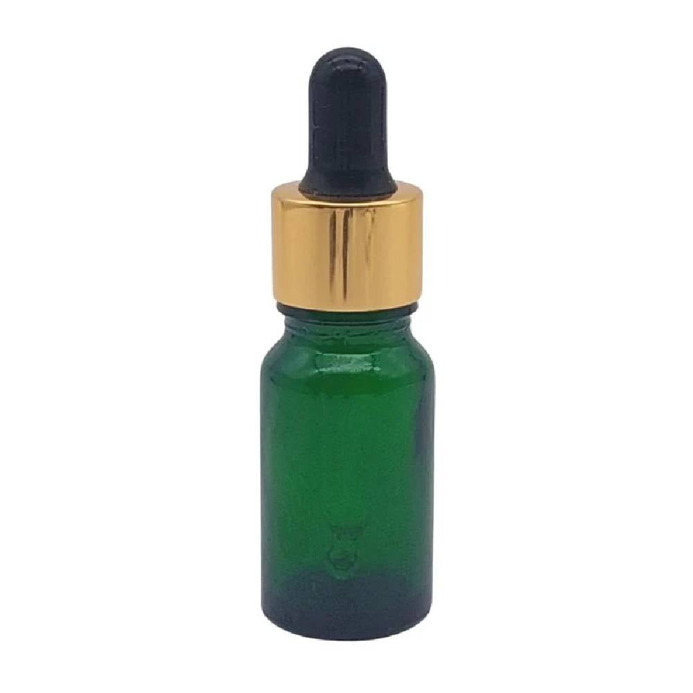 Zaļa stikla pudele Green Glass Bottle Gold & Black 10ml-100ml