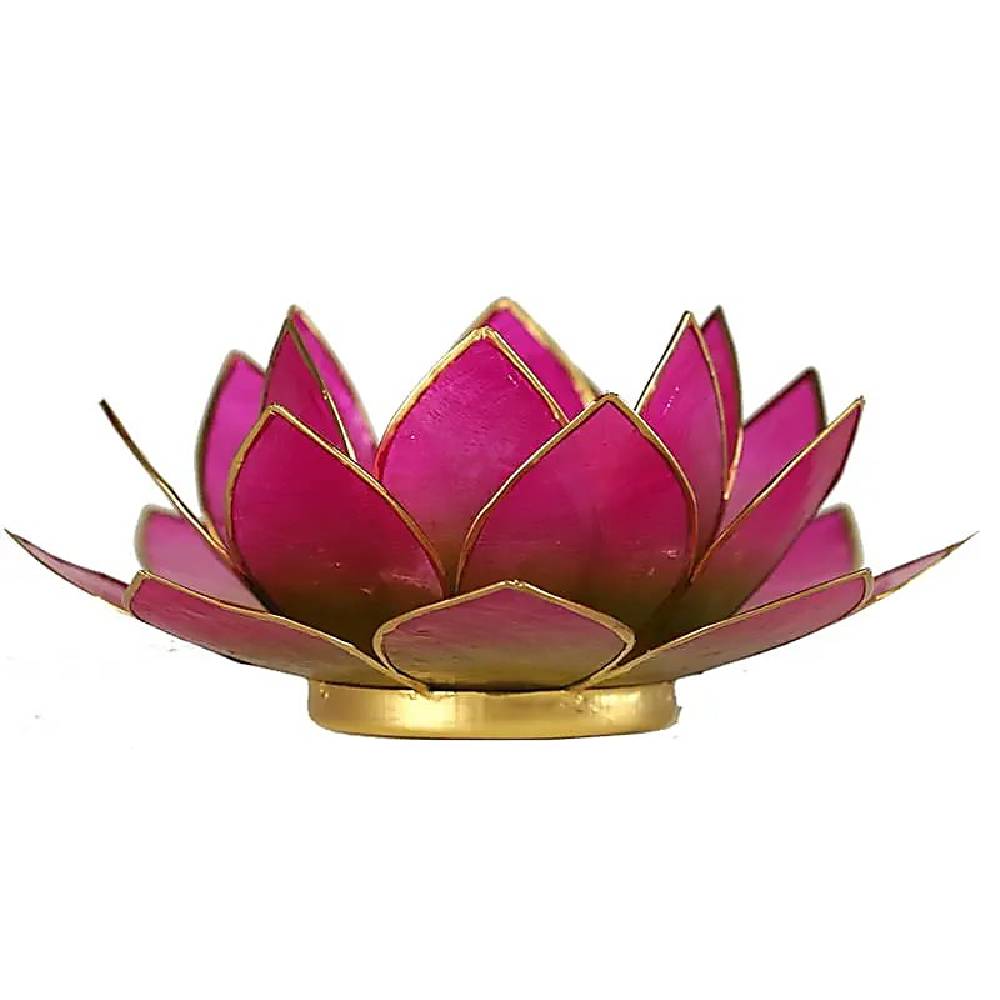 Lotus candlelight holder green-pink gold trim