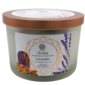 Svece ar dabīgiem akmeņiem Healing Aromatherapy Gemstone Candle Lavender 265g