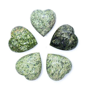 Green serpentine heart worry stone 55-60mm
