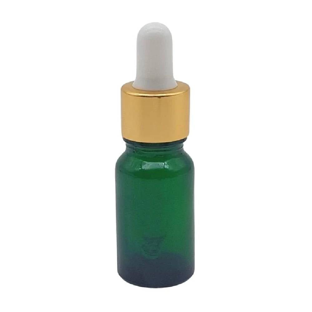 Zaļa stikla pudele Green Glass Bottle Gold & White 10ml-100ml