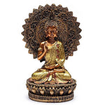 Ielādēt attēlu galerijas skatītājā, Statuja / Dēva Murti Buddha / Buddha of Reassurance with aura and throne
