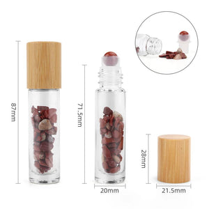 Stikla pudelīte ar rullīti un kristāliem Jašma / Red Jasper 10ml
