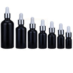 Load image into Gallery viewer, Melna stikla pudele Black Glass Bottle Silver &amp; White 10ml-100ml
