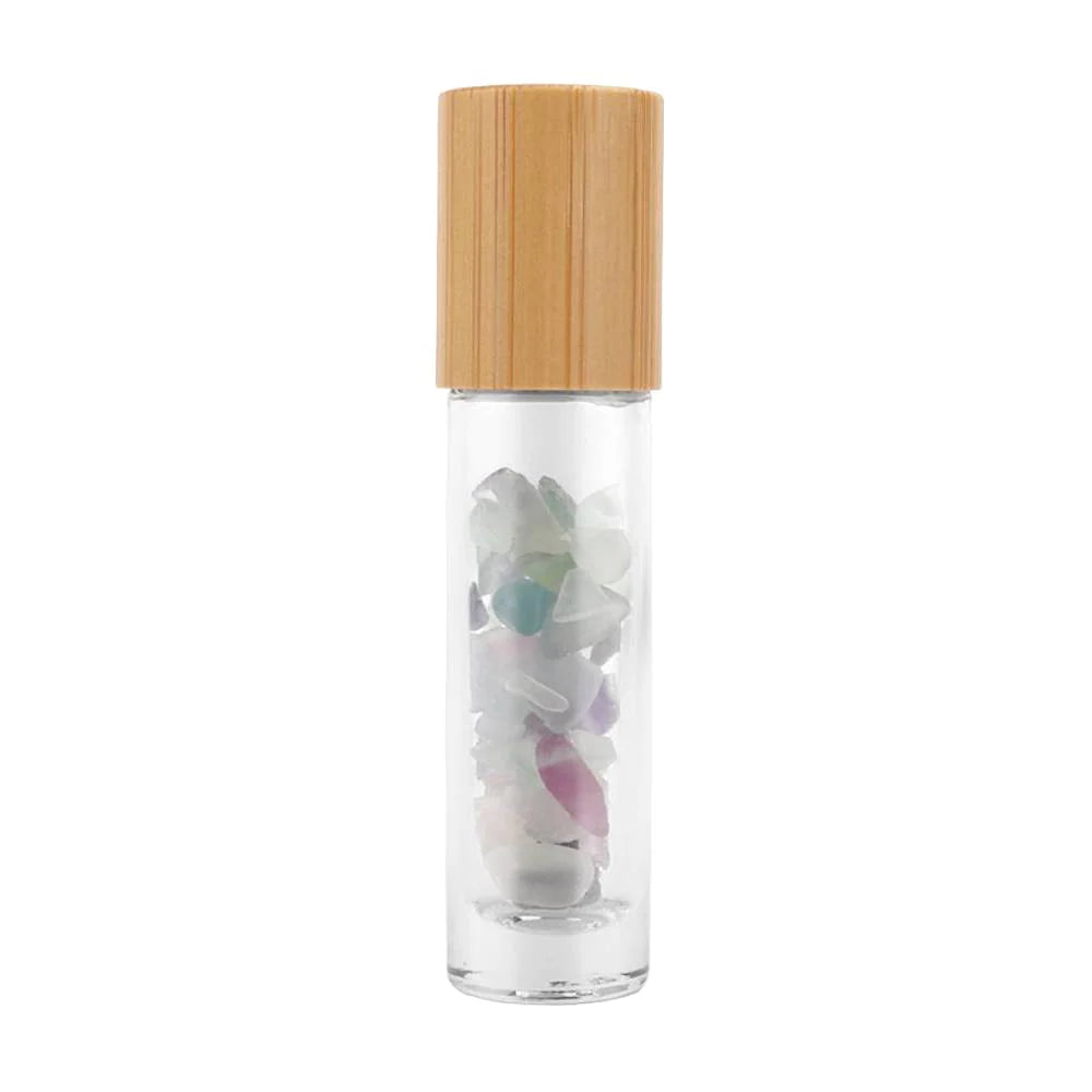 Stikla pudelīte ar rullīti un kristāliem Fluorīts / Fluorite 10ml