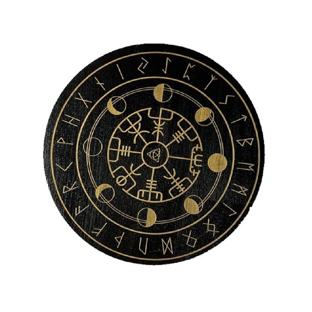 Koka Dēlis Rūnas / Runes, Moon & Trinity Knot Ø15cm