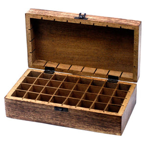 Koka kastīte ēterisko eļļu uzglabāšanai Mango Wood Essential Oil Box Floral - 32 pudeles