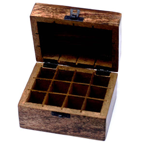 Koka kastīte ēterisko eļļu uzglabāšanai Mango Wood Essential Oil Box Floral - 12 pudeles
