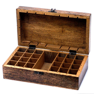 Koka kastīte ēterisko eļļu uzglabāšanai Mango Wood Essential Oil Box Floral - 24+1 pudeles