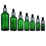Load image into Gallery viewer, Zaļa stikla pudele Green Glass Bottle Silver &amp; Black 10ml-100ml
