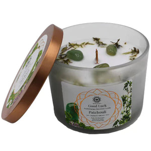Patchouli and Green Aventurine Gemstone Candle - Good Luck