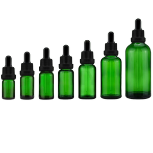 Zaļa stikla pudele Green Glass Bottle with Black Dropper 10ml-100ml