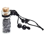 Ielādēt attēlu galerijas skatītājā, Stikla Pudelīte Melnais Onikss / Black Onyx Wishing Bottle 3cm
