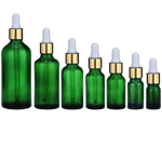 Загрузить изображение в средство просмотра галереи, Zaļa stikla pudele Green Glass Bottle Gold &amp; White 10ml-100ml
