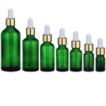 Ielādēt attēlu galerijas skatītājā, Zaļa stikla pudele Green Glass Bottle Gold &amp; White 10ml-100ml
