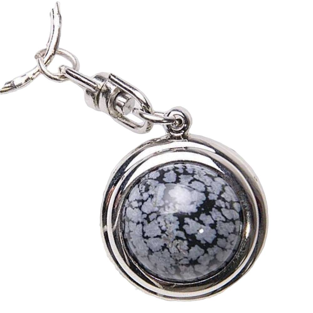 Atslēgu Piekariņš Ball Obsidiāns / Sniegpārslu Obsidiāns / Snowflake Obsidian