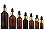 Load image into Gallery viewer, Brūna stikla pudele Brown Glass Bottle Gold &amp; Black 10ml-100ml
