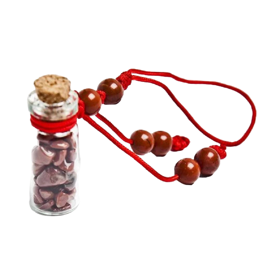 Stikla Pudelīte Sarkanā Jašma / Red Jasper Wishing Bottle 3cm